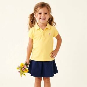 Lilly Pulitzer Pima Cotton Island Polo Shirt Girls 4T Yellow Y2K Retro Preppy